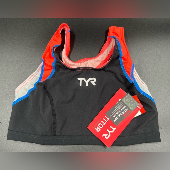 TYR Competitor Women’s Sport Bra Black Coral Size Small Tri Bra - Picture 2 of 7